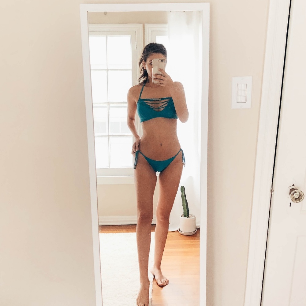 Teal two piece bikini with